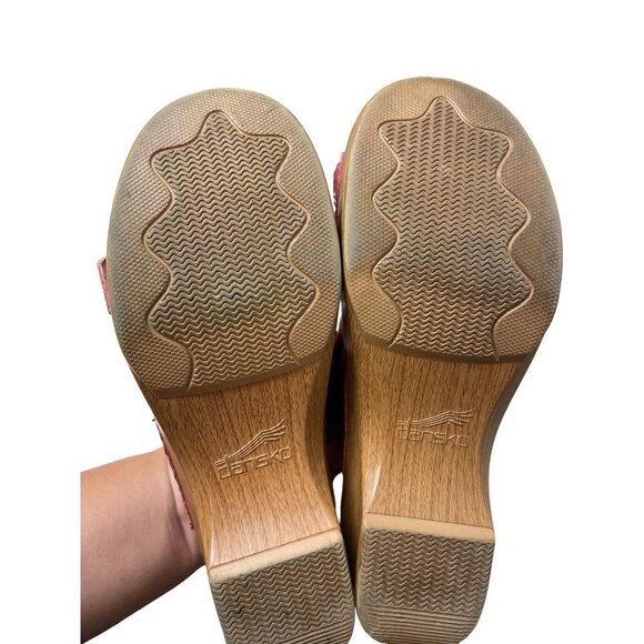 Dansko Women's Sophie Wedge Heel Leather Slip On Sandals Size EU 41 US 9.5 Red - Picture 4 of 8